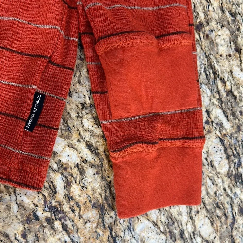 ❤️Last Chance Banana Republic Cotton Orange Striped Long Sleeve Shirt Size XXL
